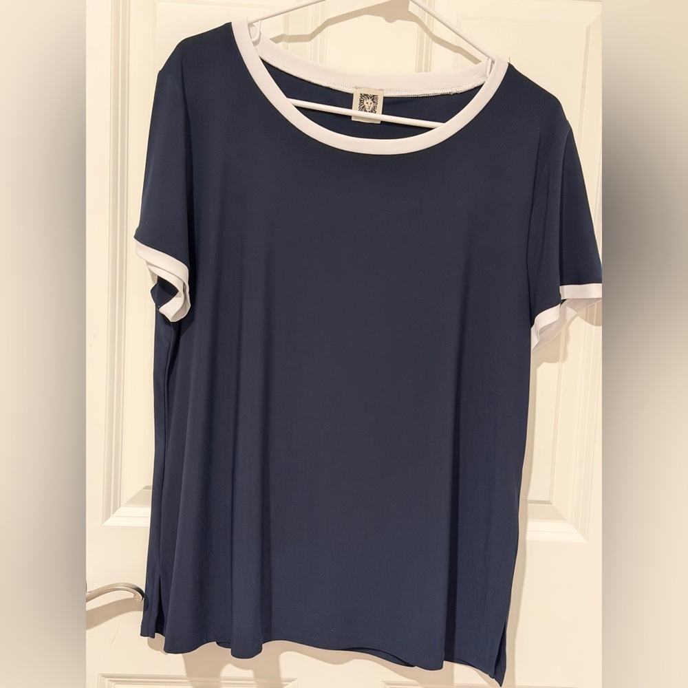 Anne Klein women’ blouse with gold buttons.